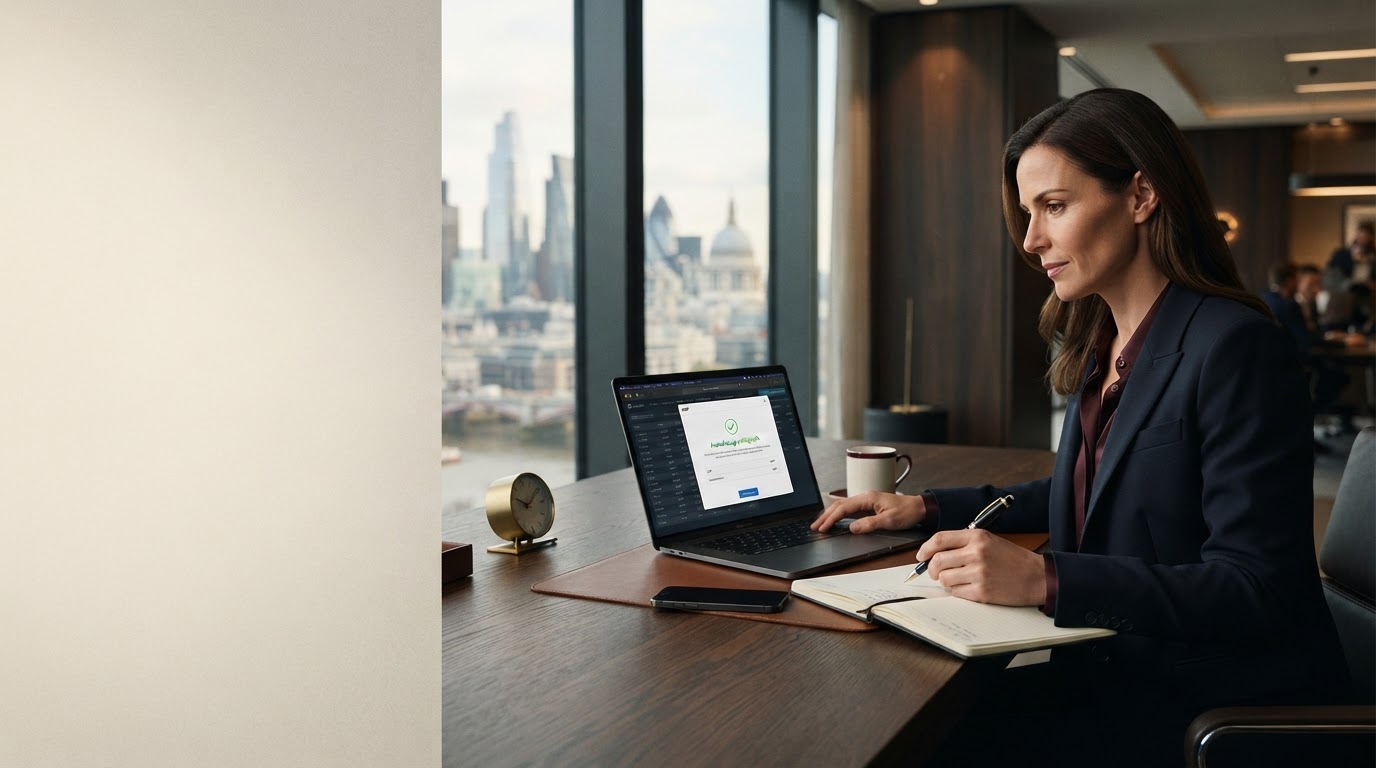 Kernprgur Trading Auszahlungen minimalist workspace with a tablet displaying a simplified data dashboard